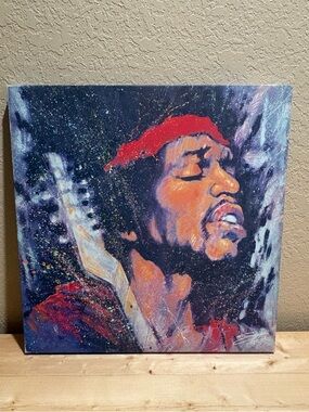 Hand-Painted Home Art Canvas - Red & Black Portrait